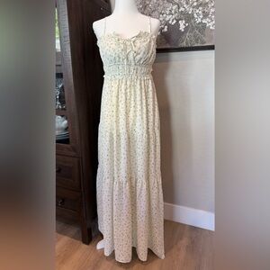 Smocked Waist Floral Maxi Dress in Cream - Women